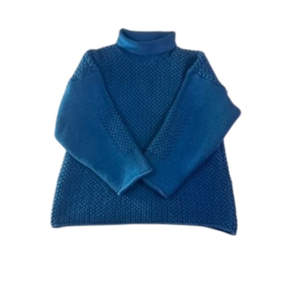 Vintage 525 America‎ Blue Textured Knit Turtleneck Sweater